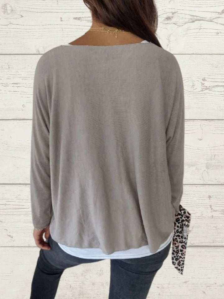 Conjunto Feminino Casual de Tops de Cor Sólida e Cami de Duas Peças