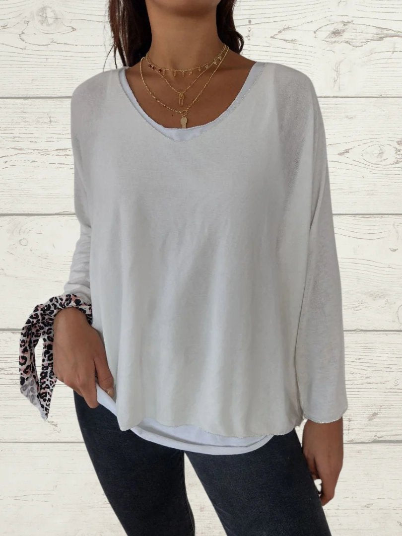 Conjunto Feminino Casual de Tops de Cor Sólida e Cami de Duas Peças - 6