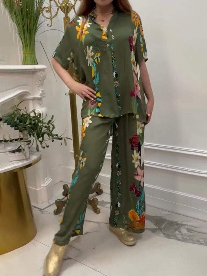 Conjunto Feminino Casual Estampado de Duas Peças