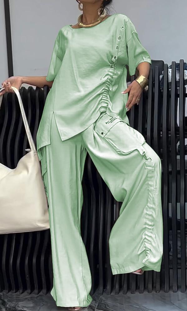 Conjunto Feminino Confortável de Top e Calças de Duas Peças