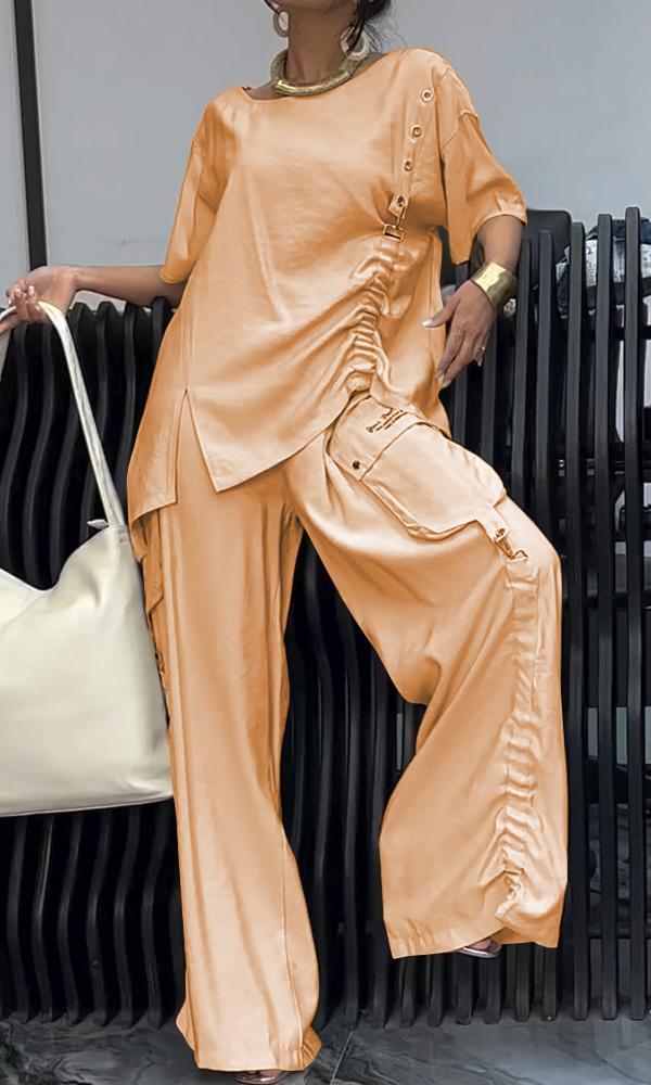 Conjunto Feminino Confortável de Top e Calças de Duas Peças