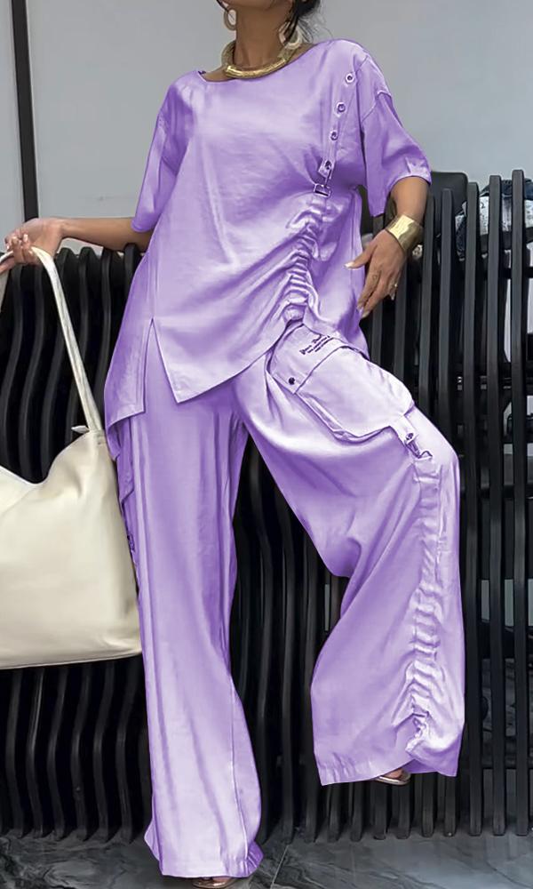 Conjunto Feminino Confortável de Top e Calças de Duas Peças