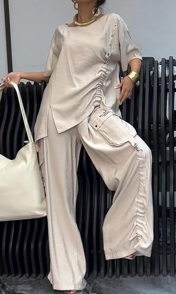 Conjunto Feminino Confortável de Top e Calças de Duas Peças