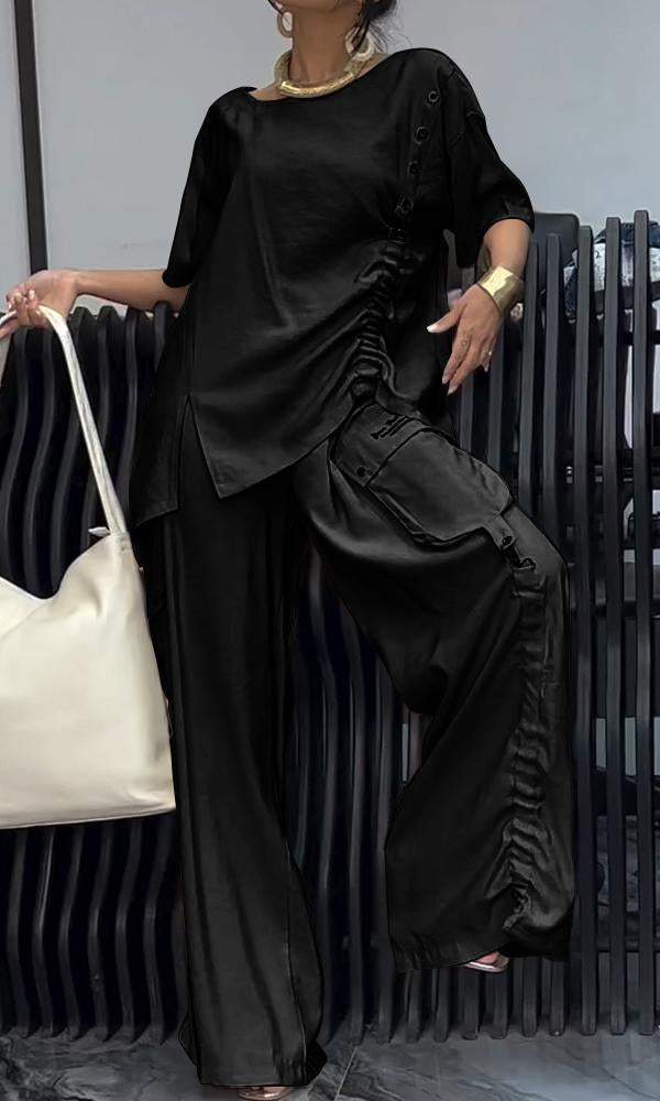 Conjunto Feminino Confortável de Top e Calças de Duas Peças