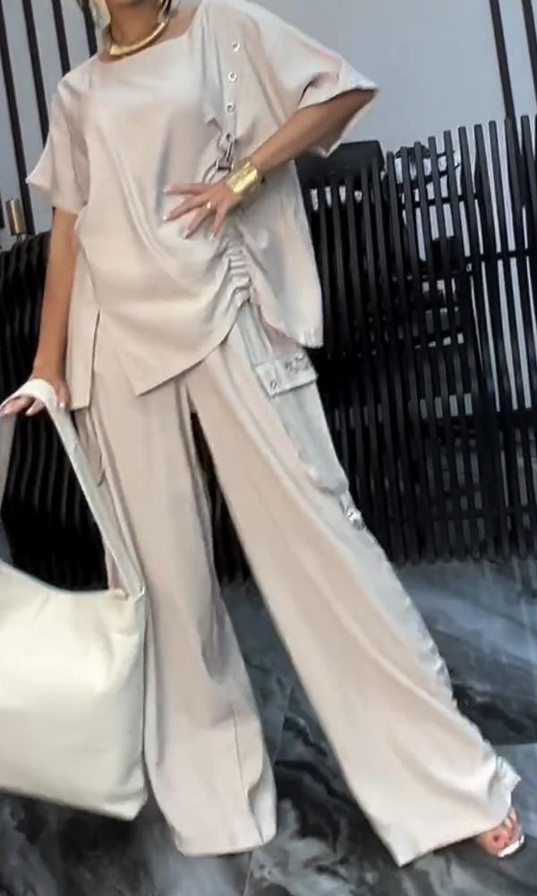 Conjunto Feminino Confortável de Top e Calças de Duas Peças