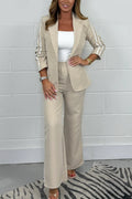 Conjunto Feminino de Blazer e Calça com Listras Laterais