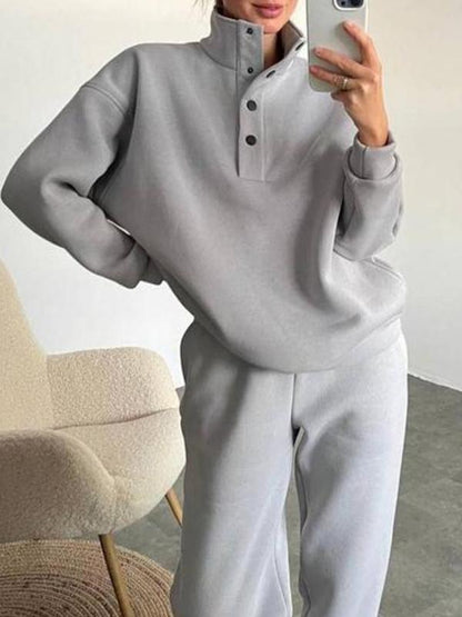 Conjunto Feminino de Botões com Gola Alta de Duas Peças - 5