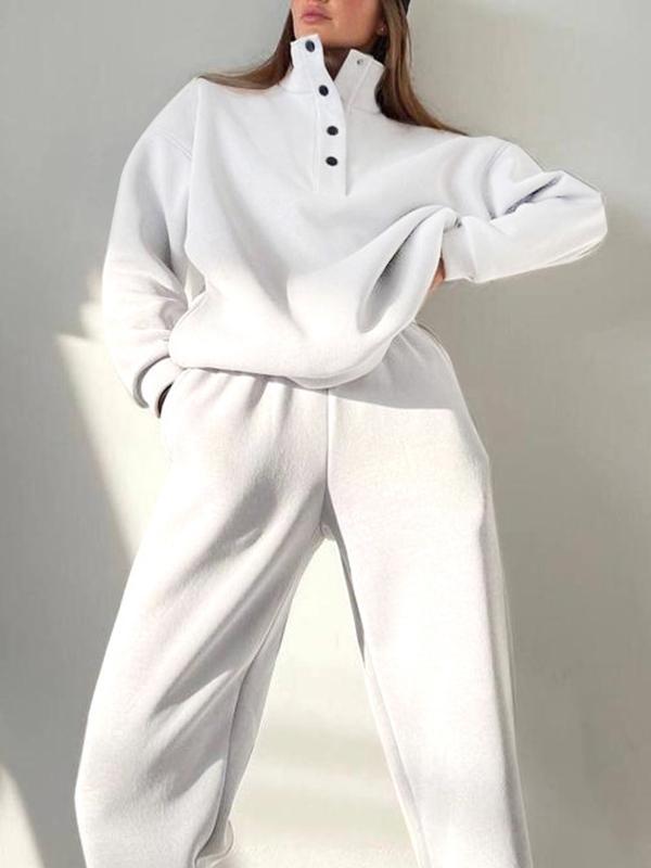 Conjunto Feminino de Botões com Gola Alta de Duas Peças