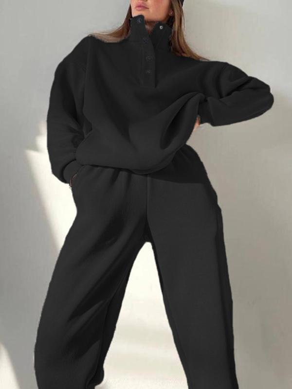 Conjunto Feminino de Botões com Gola Alta de Duas Peças