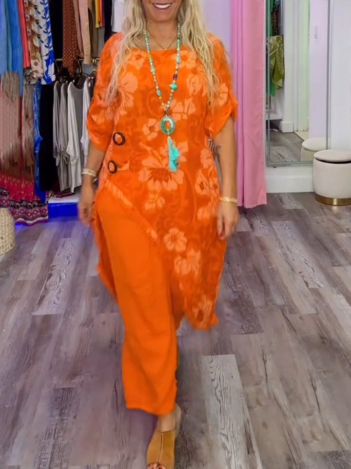 Conjunto Feminino de Calças com Estampa Floral Patchwork