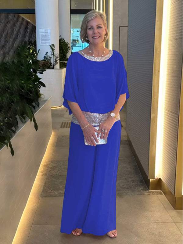 Conjunto Feminino de Chiffon com Lantejoulas e Patchwork