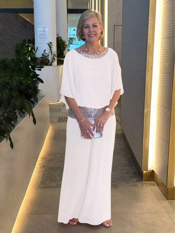 Conjunto Feminino de Chiffon com Lantejoulas e Patchwork