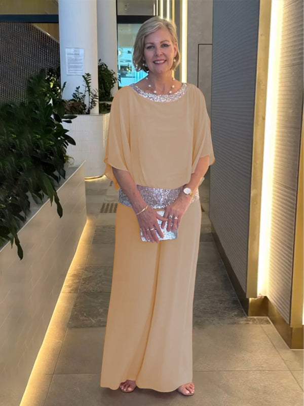 Conjunto Feminino de Chiffon com Lantejoulas e Patchwork