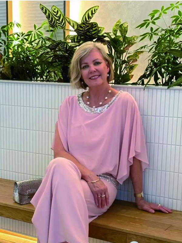 Conjunto Feminino de Chiffon com Lantejoulas e Patchwork