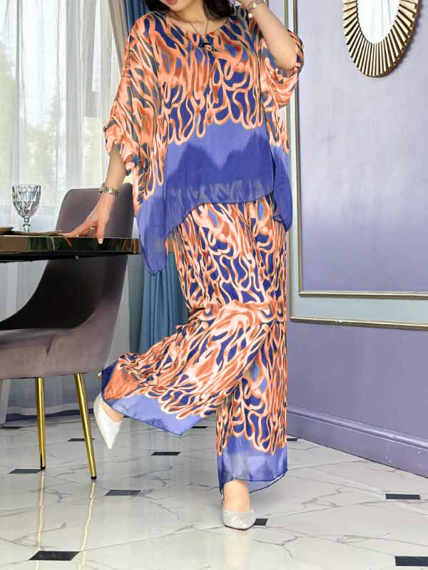 Conjunto Feminino de Chiffon Estampado com Gola Redonda - 8