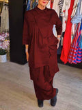 Conjunto Feminino de Cor Sólida com Lapela de Duas Peças