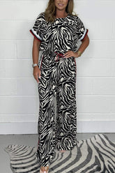 Conjunto Feminino de Top e Calça Estampados de Zebra