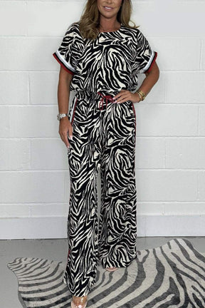 Conjunto Feminino de Top e Calça Estampados de Zebra