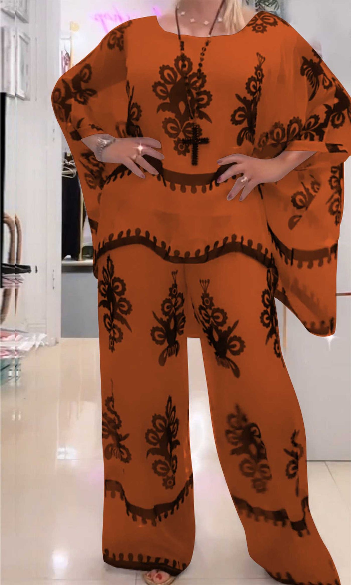 Conjunto Feminino Estampado de Duas Peças - 9