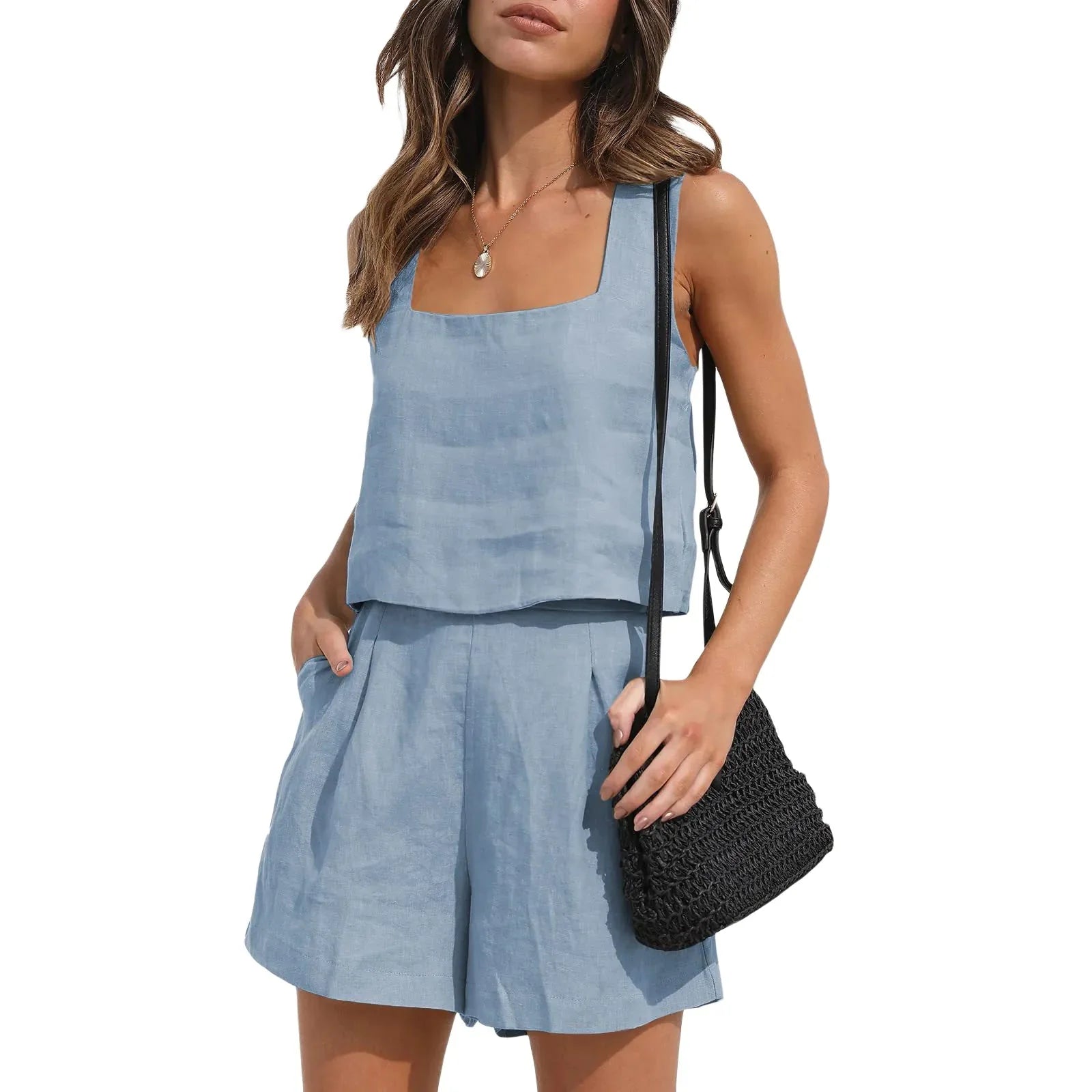 Conjunto Short e Regata Gola Quadrada - Oferta Única - 8