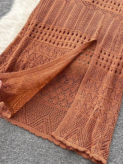 Conjunto Feminino Tricot Regata e Saia