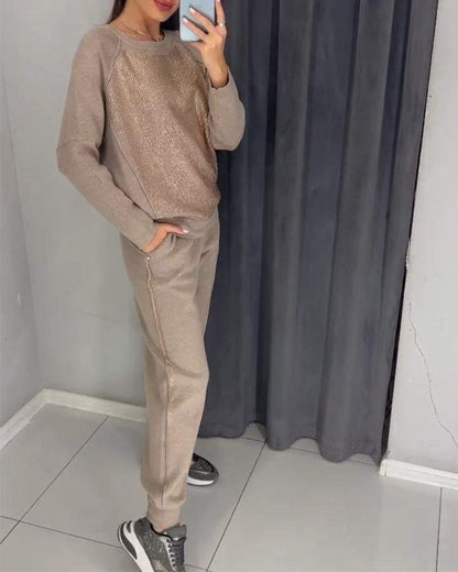 Conjunto Feminino em Malha com Brilho Whitney
