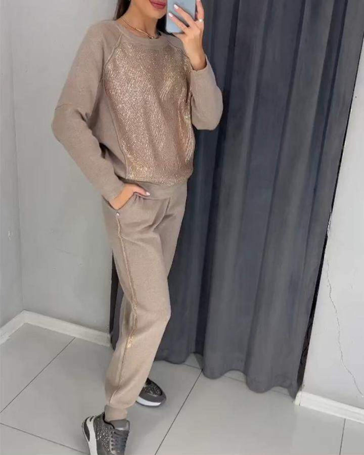 Conjunto Feminino em Malha com Brilho Whitney