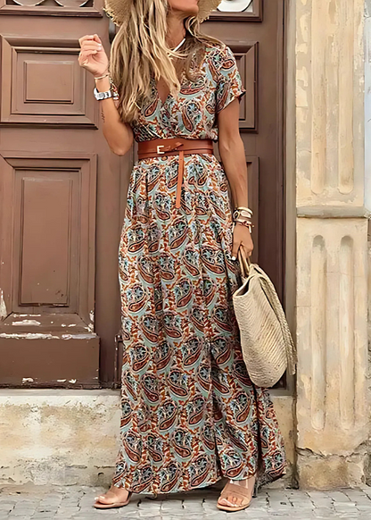 Vestido Longo Boêmio Com Cintura Franzida Emma - 5