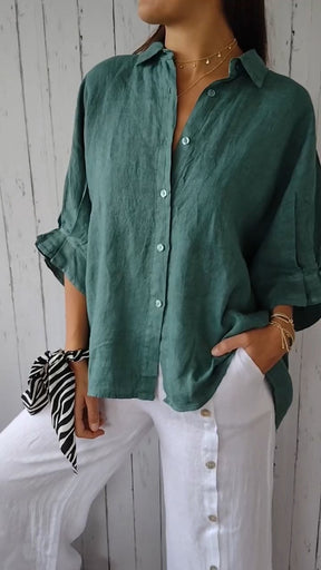 Camisa/Calça com Design Amarrado de Algodão e Linho
