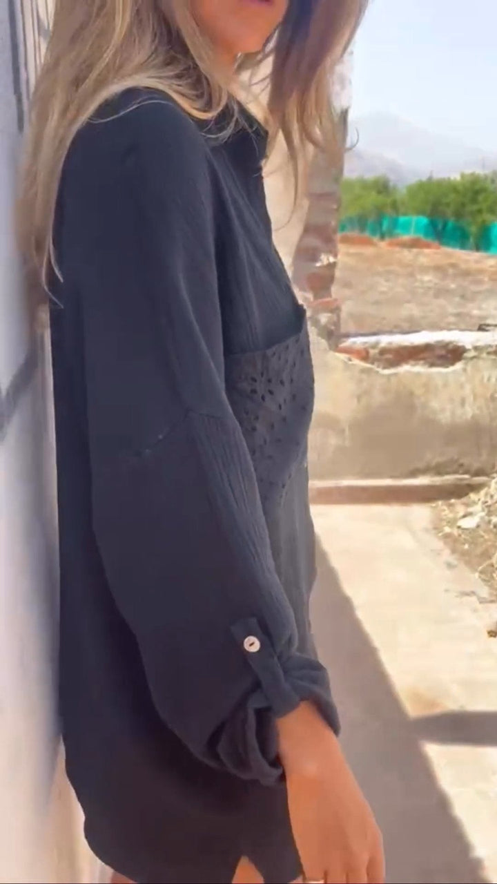 Camisa de Algodão com Lapela e Dois Bolsos