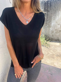 Camiseta de malha confortável e casual
