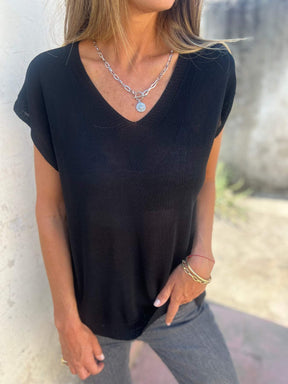 Camiseta de malha confortável e casual