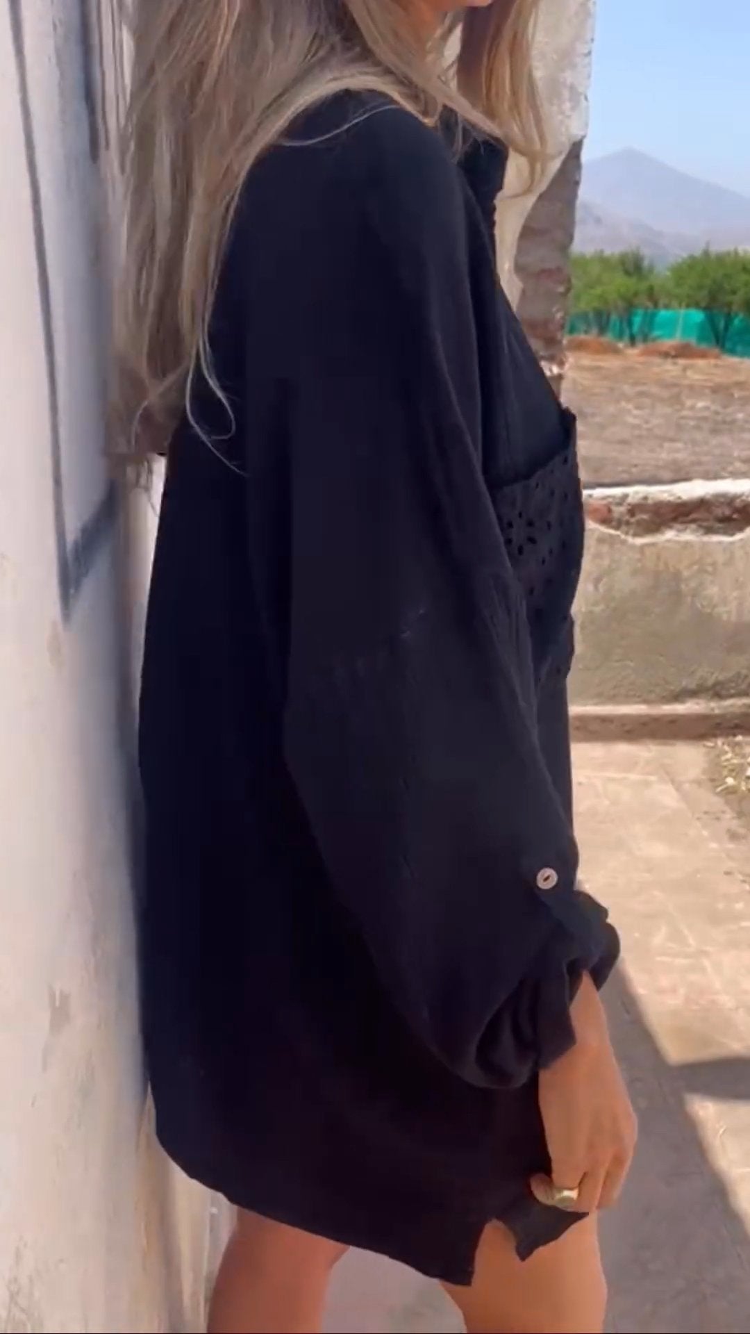 Camisa de Algodão com Lapela e Dois Bolsos