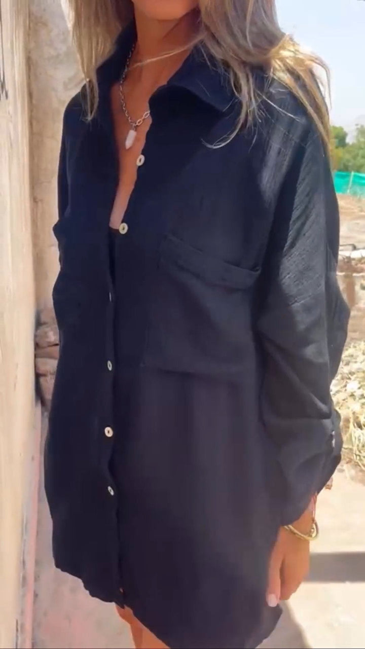 Camisa de Algodão com Lapela e Dois Bolsos