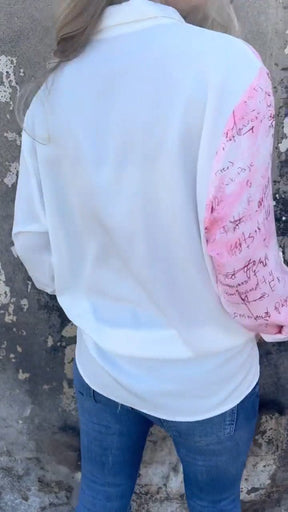Camisa com Lapela e Estampa Parcial