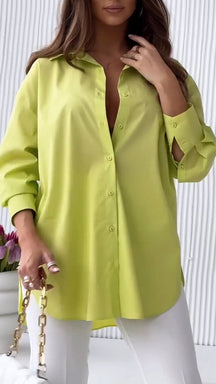Camisa de Cor Sólida com Lapela