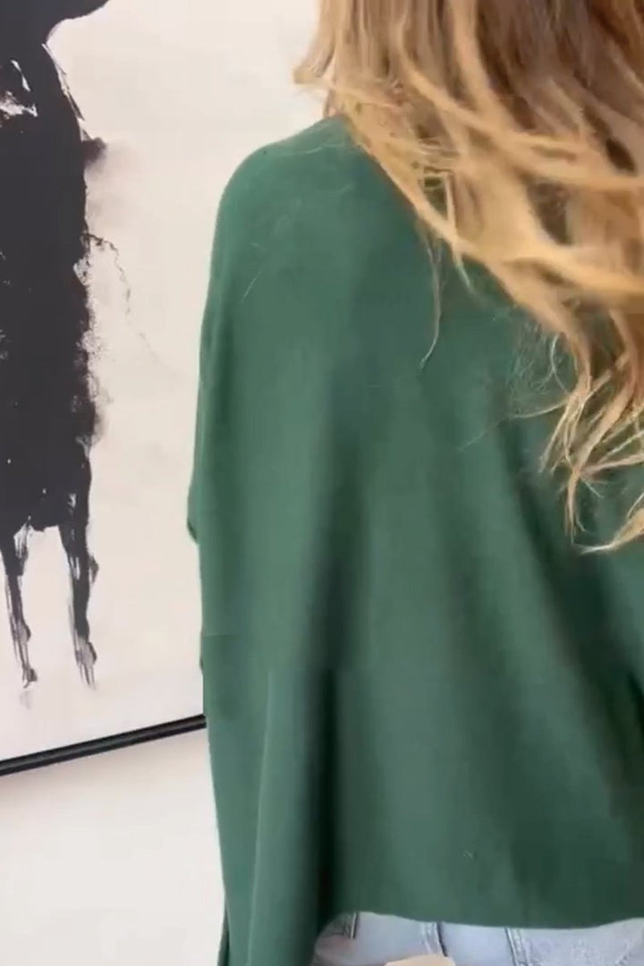 Camiseta de Algodão e Linho com Barra Irregular e Gola Redonda