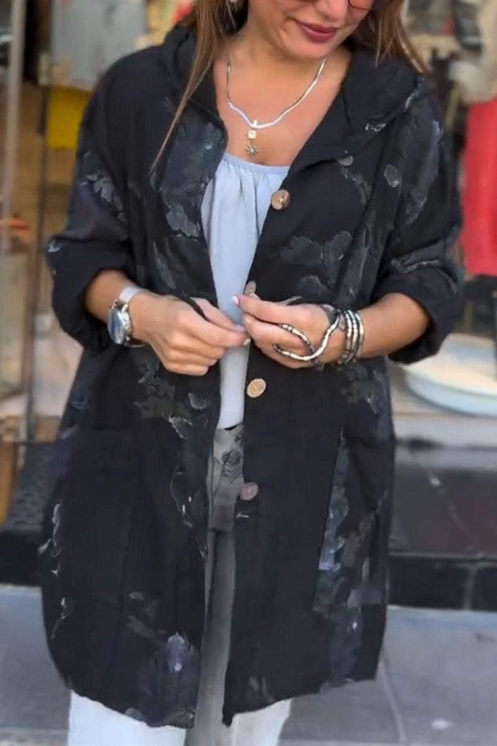 Camisa feminina casual de algodão e linho com estampa floral