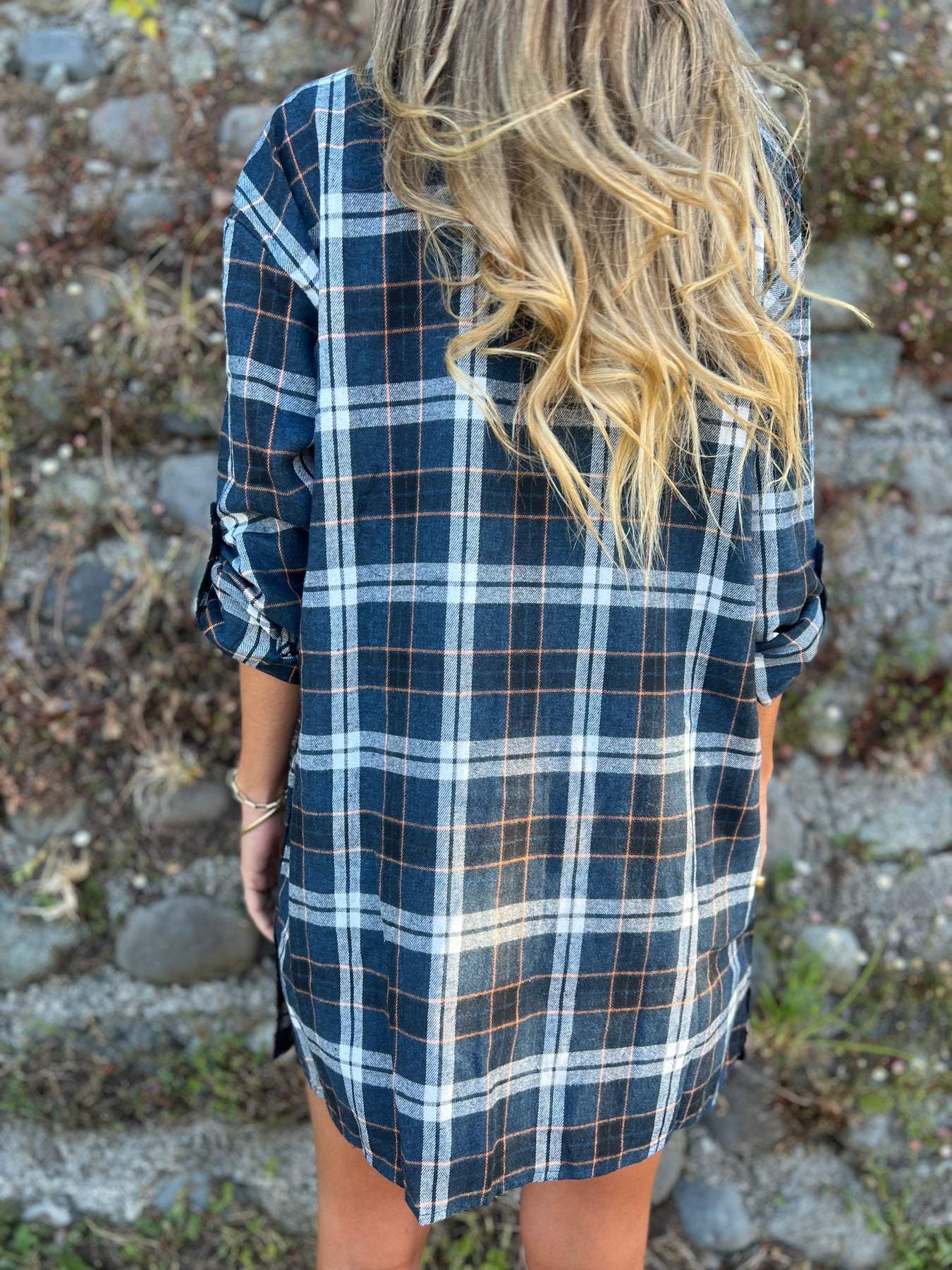 Camisa com Lapela e Mangas 3/4 Xadrez