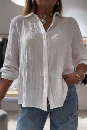 Camisa de algodão e linho casual