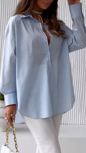 Camisa de Cor Sólida com Lapela
