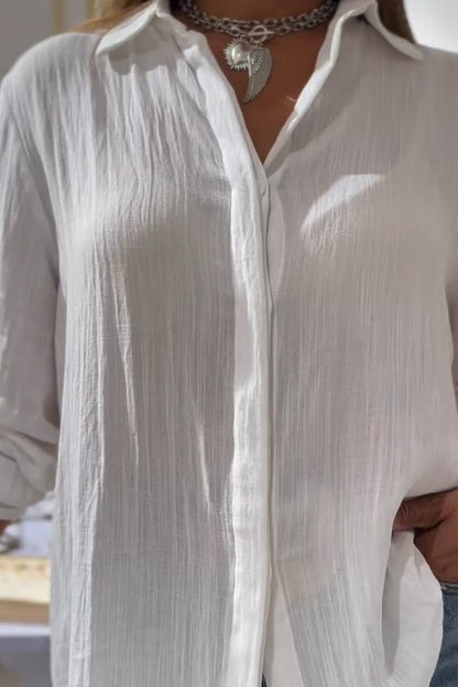 Camisa de algodão e linho casual