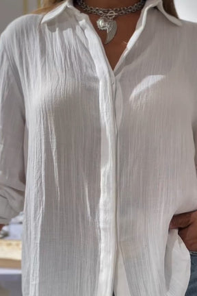 Camisa de algodão e linho casual