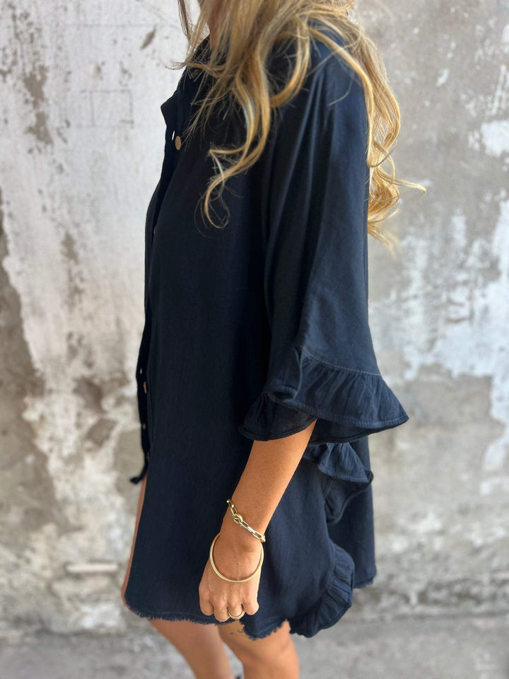 Camisa de algodão e linho com design de barra em fungo