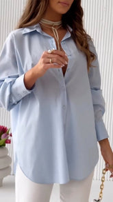 Camisa de Cor Sólida com Lapela