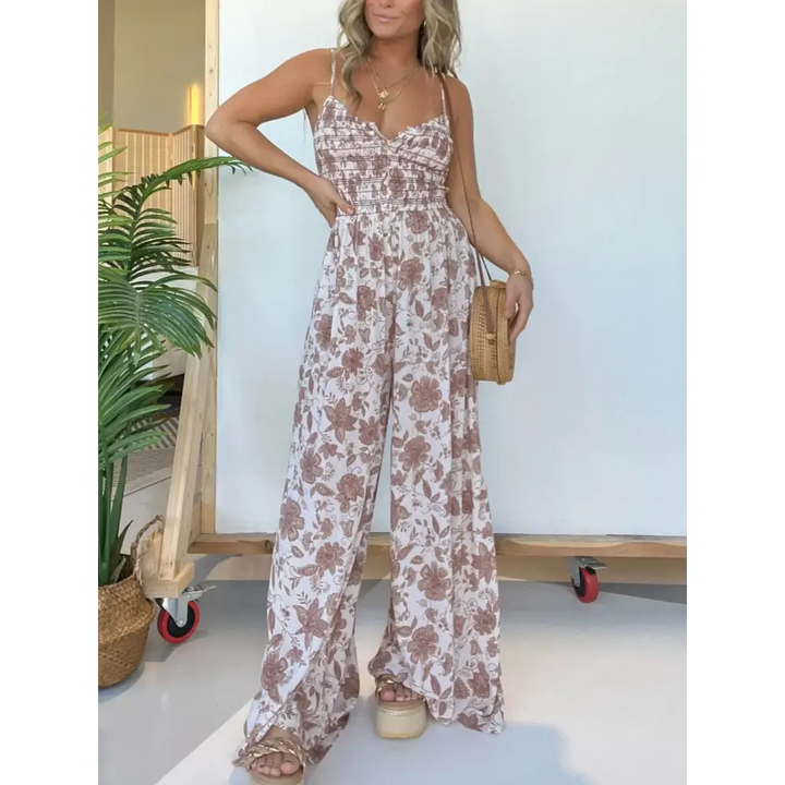 Macacão Decote V Florido