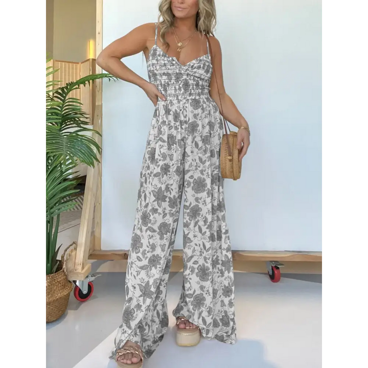 Macacão Decote V Florido