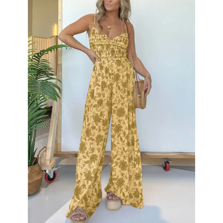 Macacão Decote V Florido