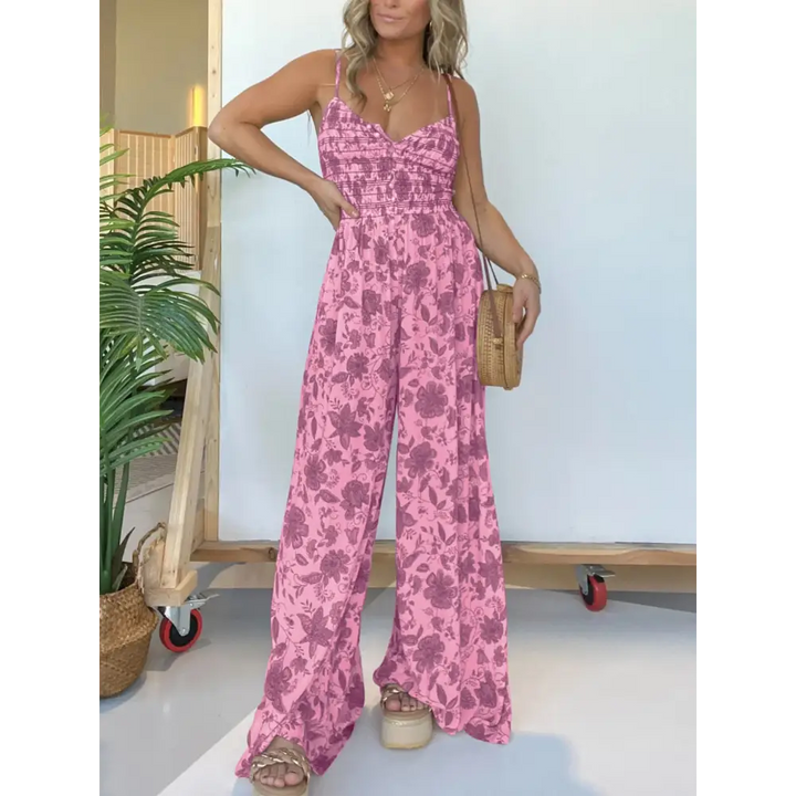 Macacão Decote V Florido