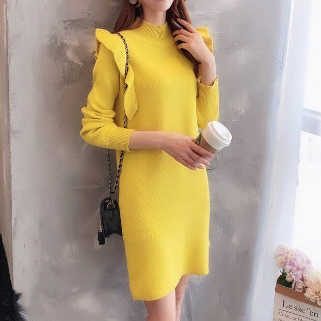 Vestido Feminino de Malha Babado Loren